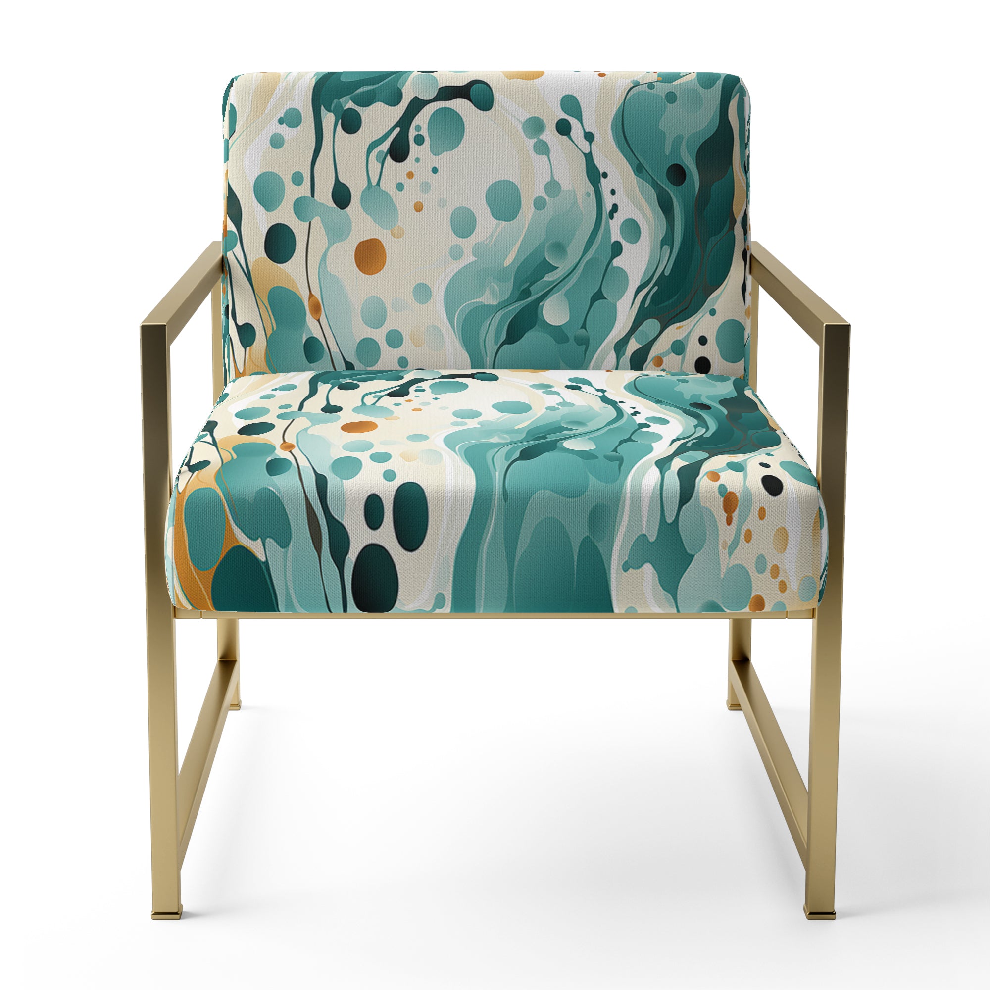 Emerald And Cream Ink Splash - Modern Arm Chair