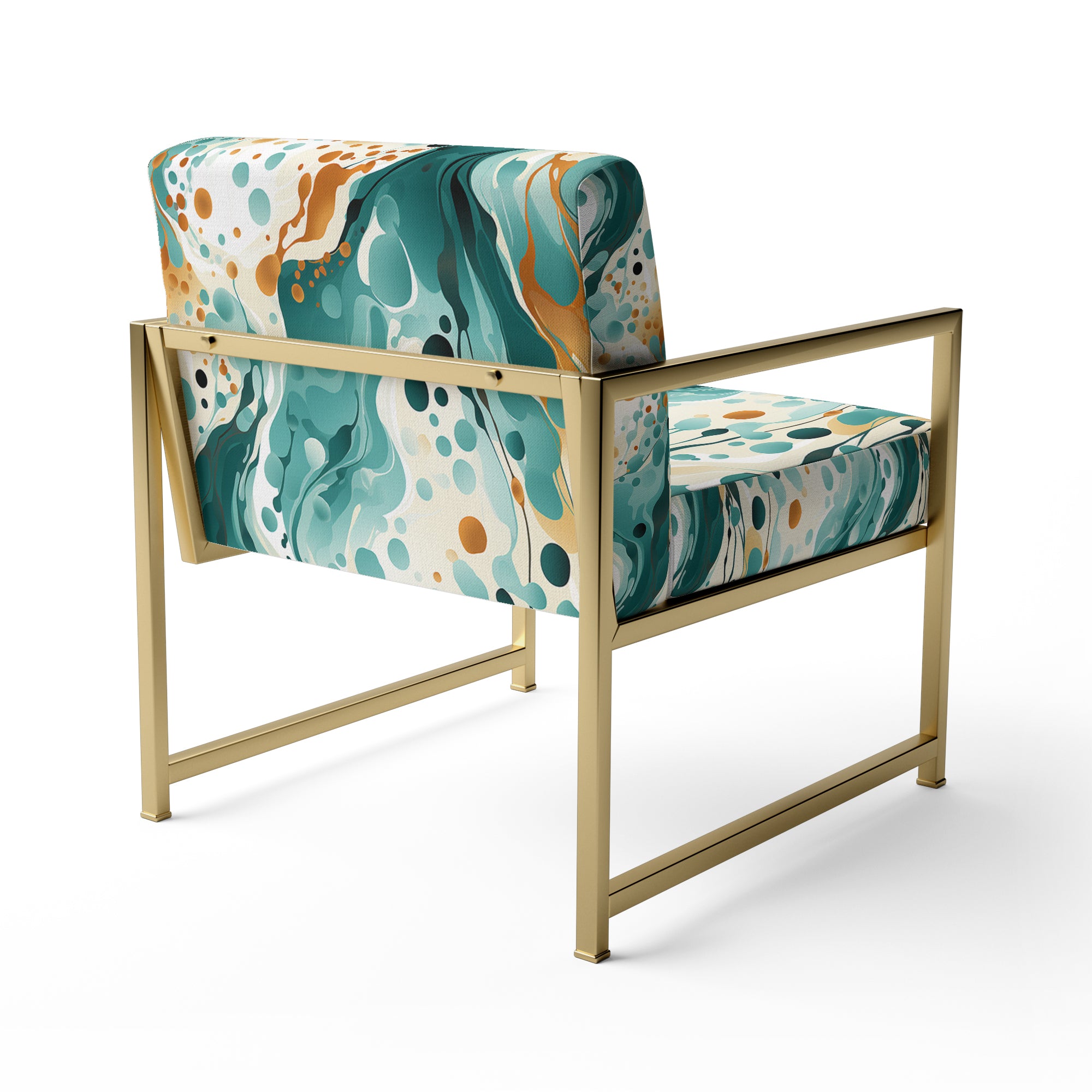 Emerald And Cream Ink Splash - Modern Arm Chair