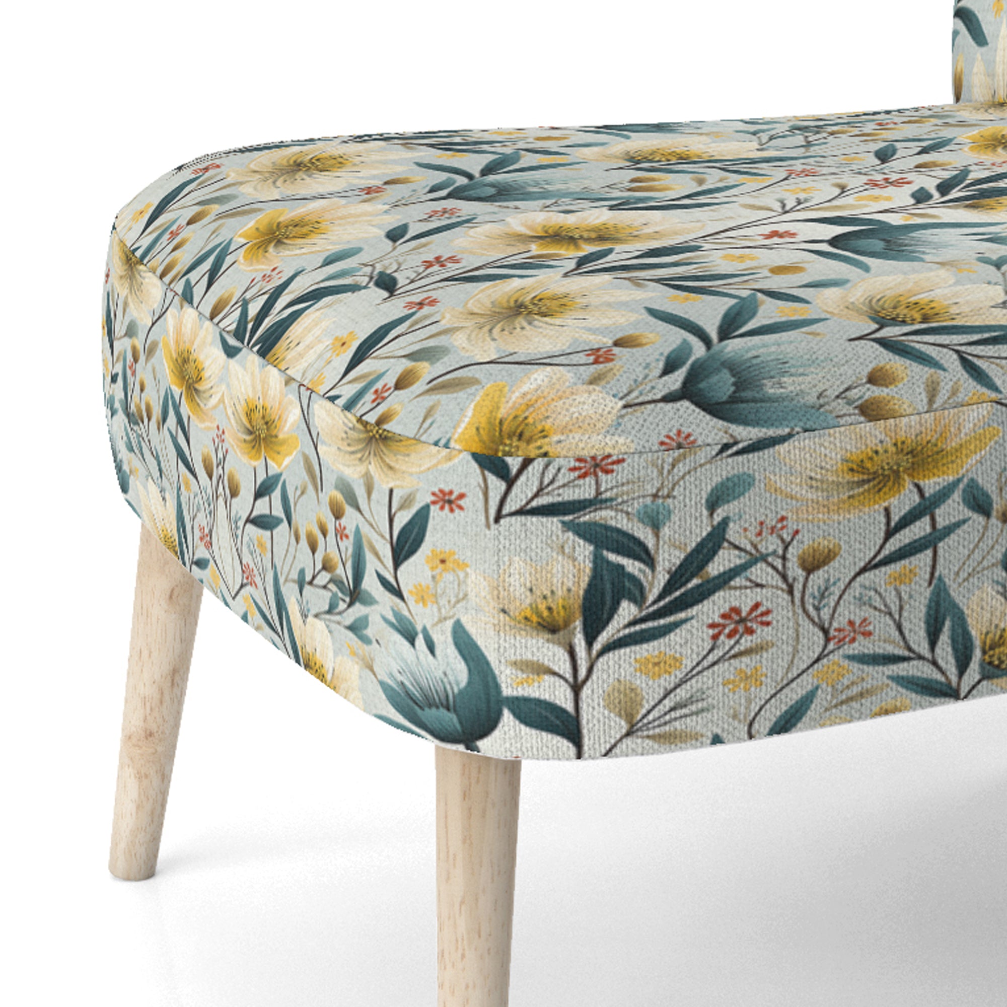 Ethereal Botanicals Peonies Pattern - Cottage Accent Slipper Chair