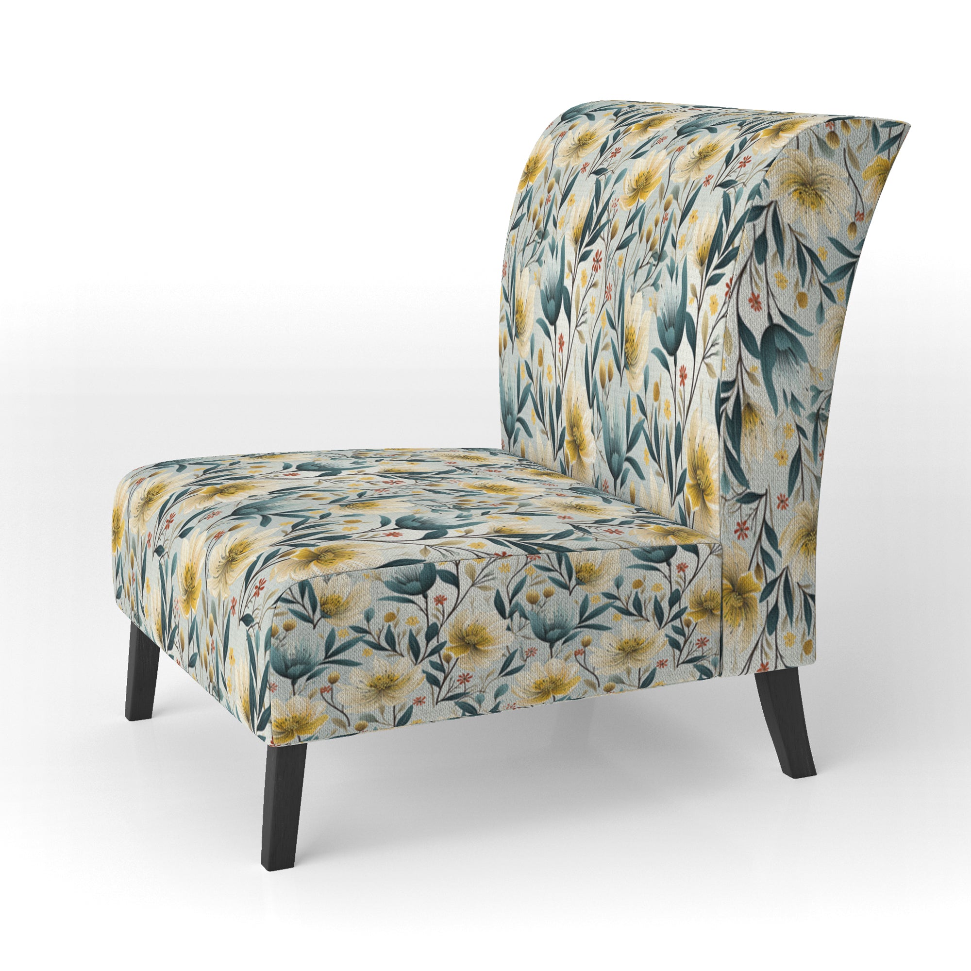Ethereal Botanicals Peonies Pattern - Cottage Accent Slipper Chair