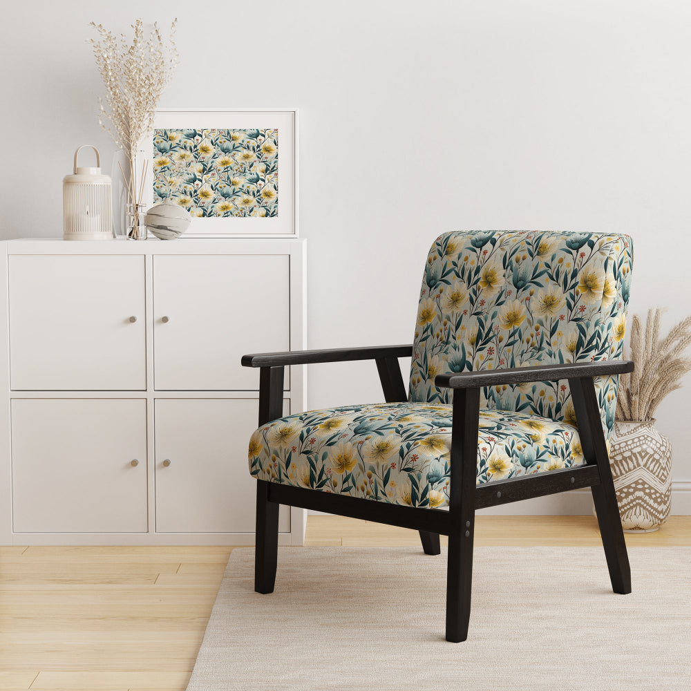 Ethereal Botanicals Peonies Pattern - Cottage Accent Slipper Chair