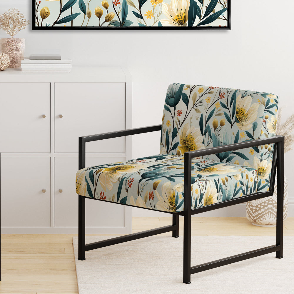 Ethereal Botanicals Peonies Pattern - Cottage Accent Slipper Chair