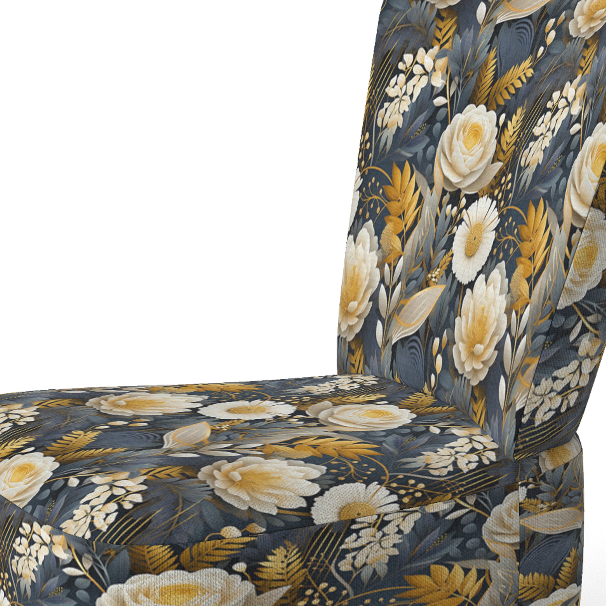 Enchanted Gardens Gold And Grey Pattern - Cottage Accent Slipper Chair