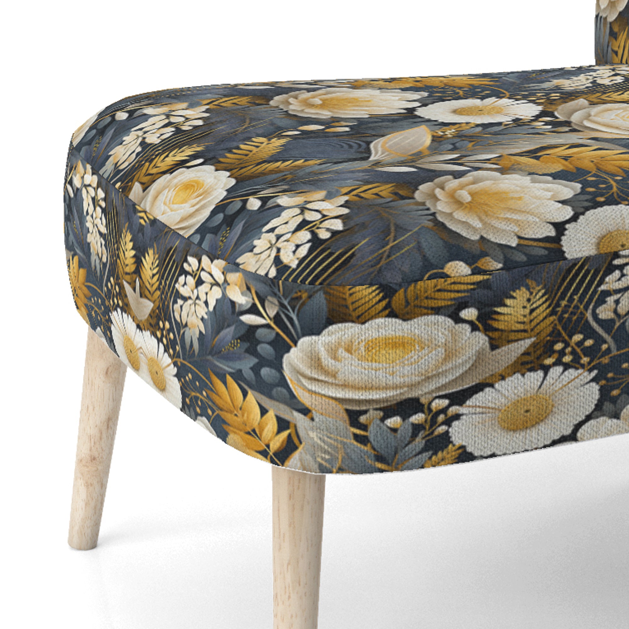 Enchanted Gardens Gold And Grey Pattern - Cottage Accent Slipper Chair
