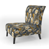 Enchanted Gardens Gold And Grey Pattern - Cottage Accent Slipper Chair