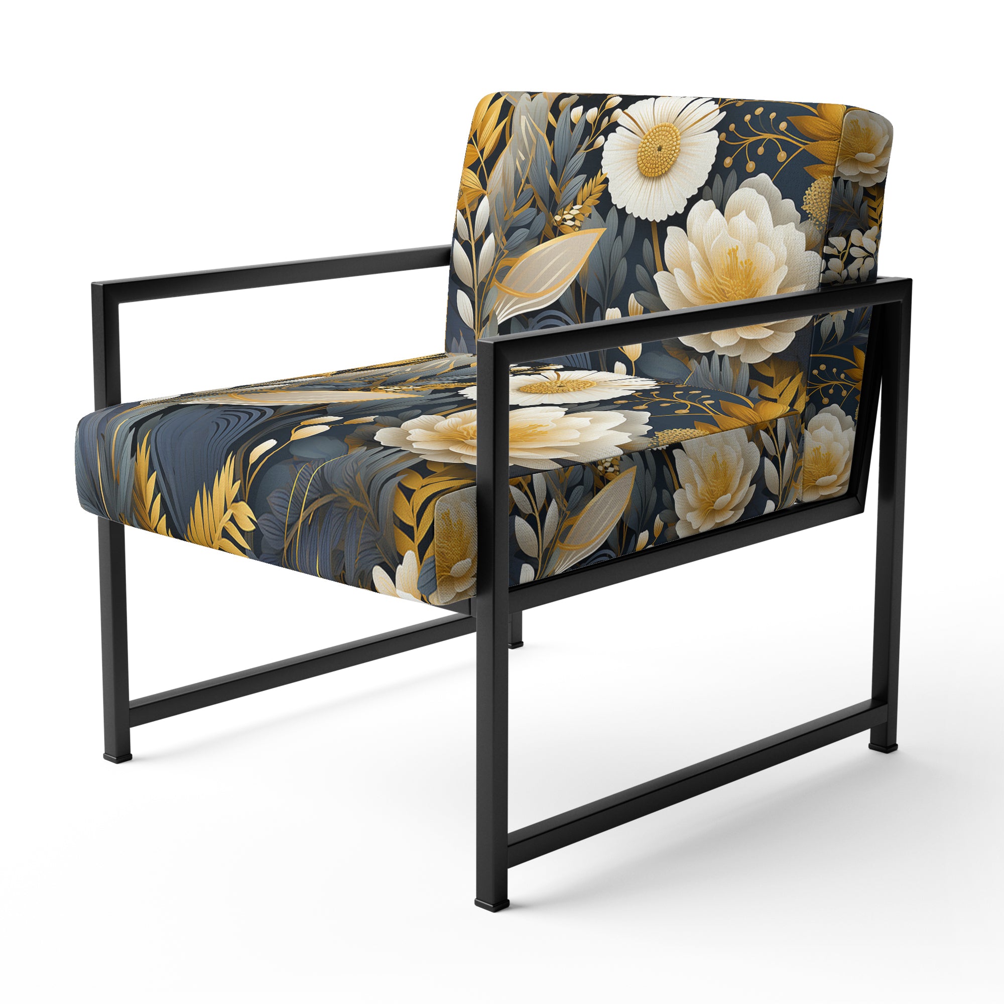 Enchanted Gardens Gold And Grey Pattern - Cottage Accent Slipper Chair