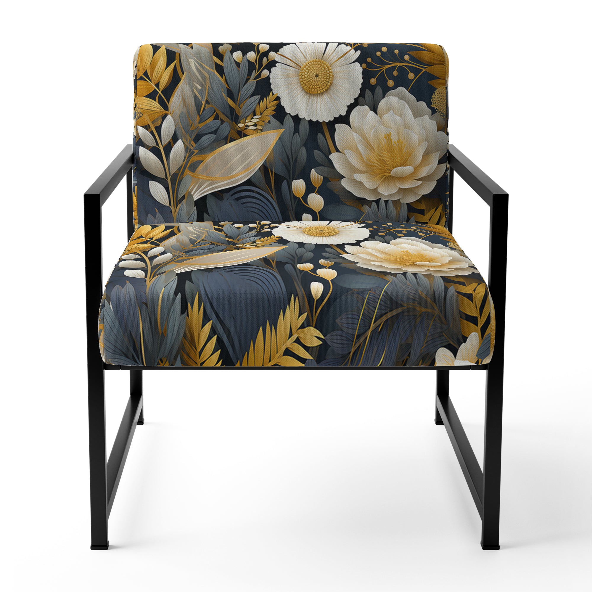 Enchanted Gardens Gold And Grey Pattern - Cottage Accent Slipper Chair