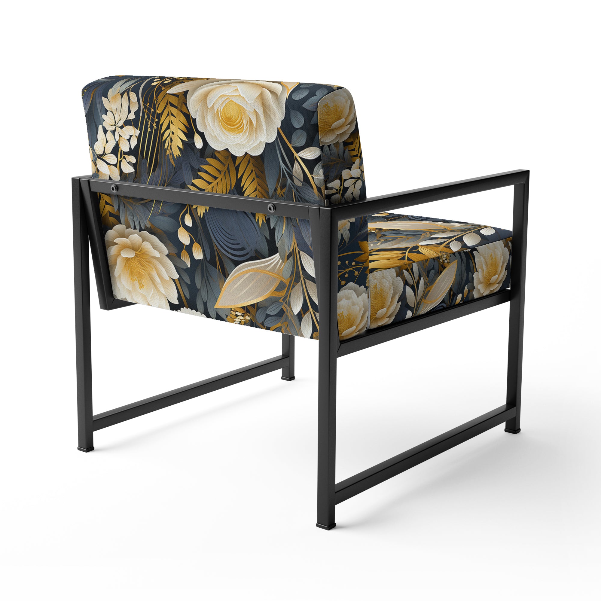 Enchanted Gardens Gold And Grey Pattern - Cottage Accent Slipper Chair