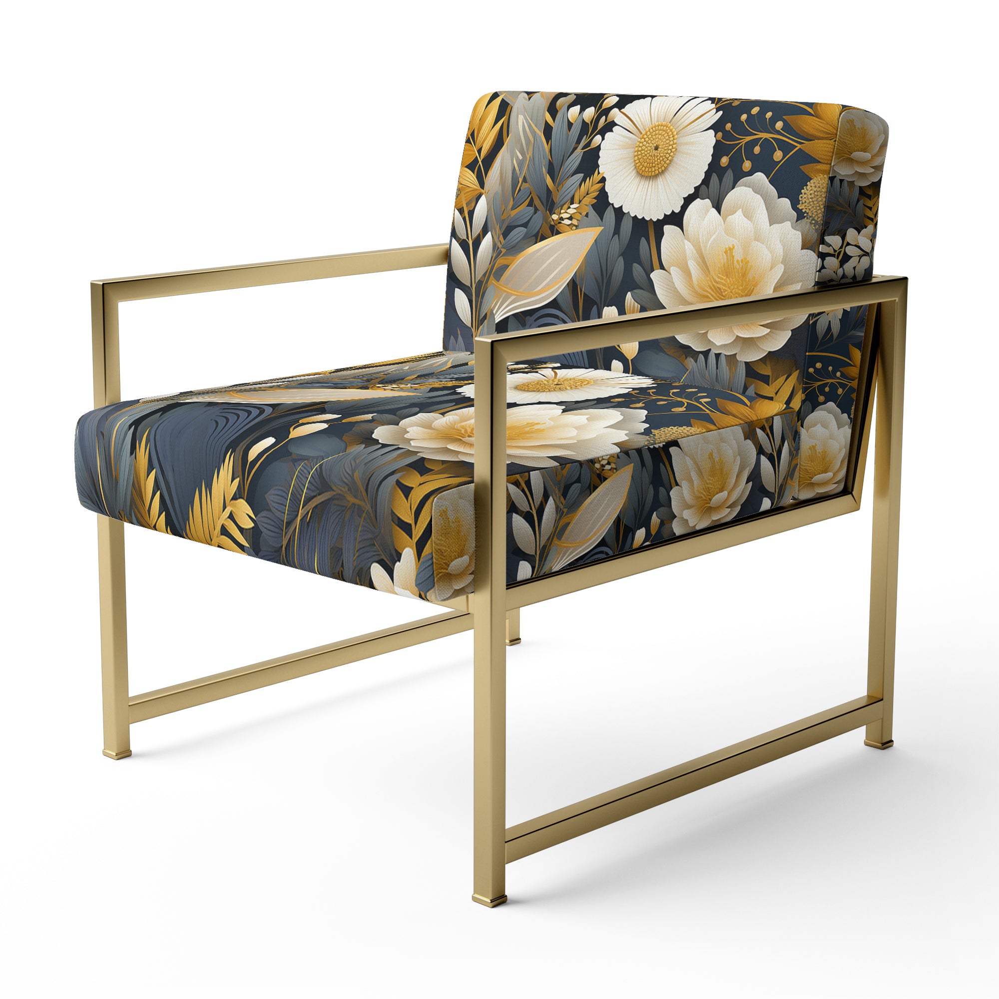 Enchanted Gardens Gold And Grey Pattern - Cottage Accent Slipper Chair