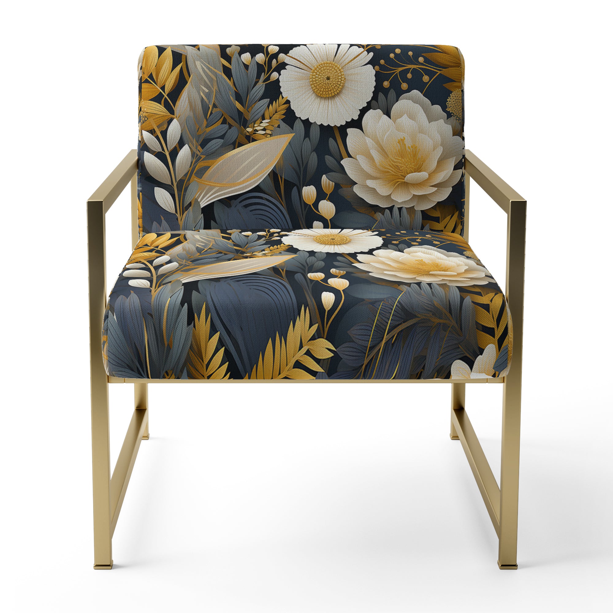 Enchanted Gardens Gold And Grey Pattern - Cottage Accent Slipper Chair