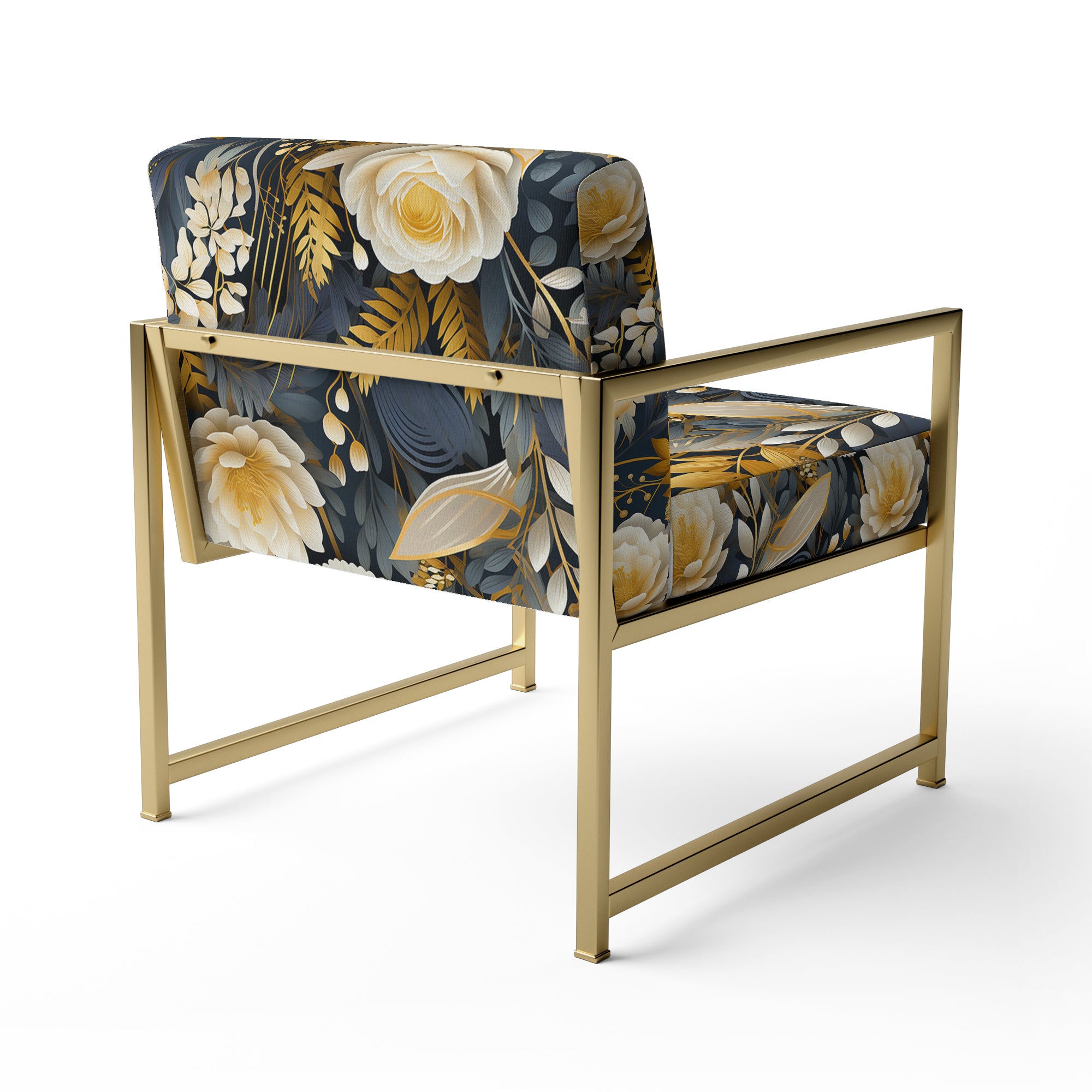 Enchanted Gardens Gold And Grey Pattern - Cottage Accent Slipper Chair