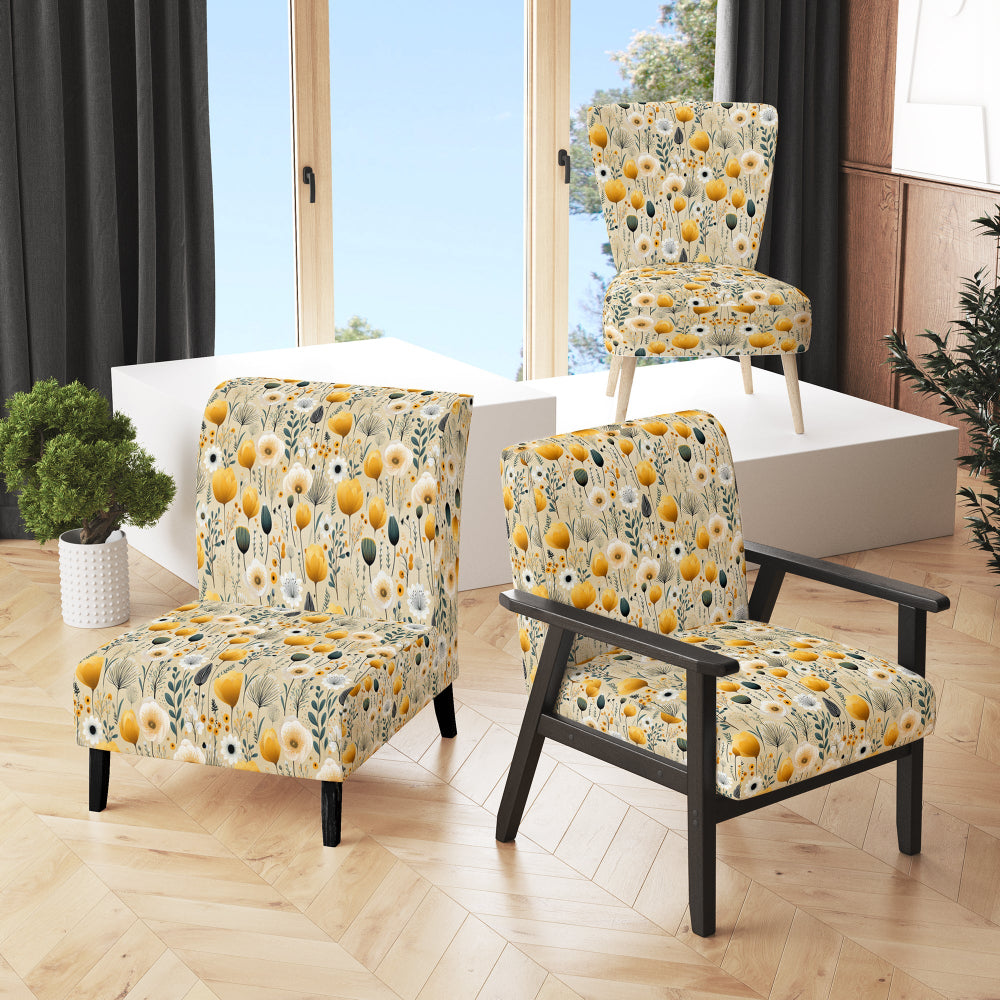 Cottage Yellow And Beige Garden Grace - Cottage Accent Side Chair
