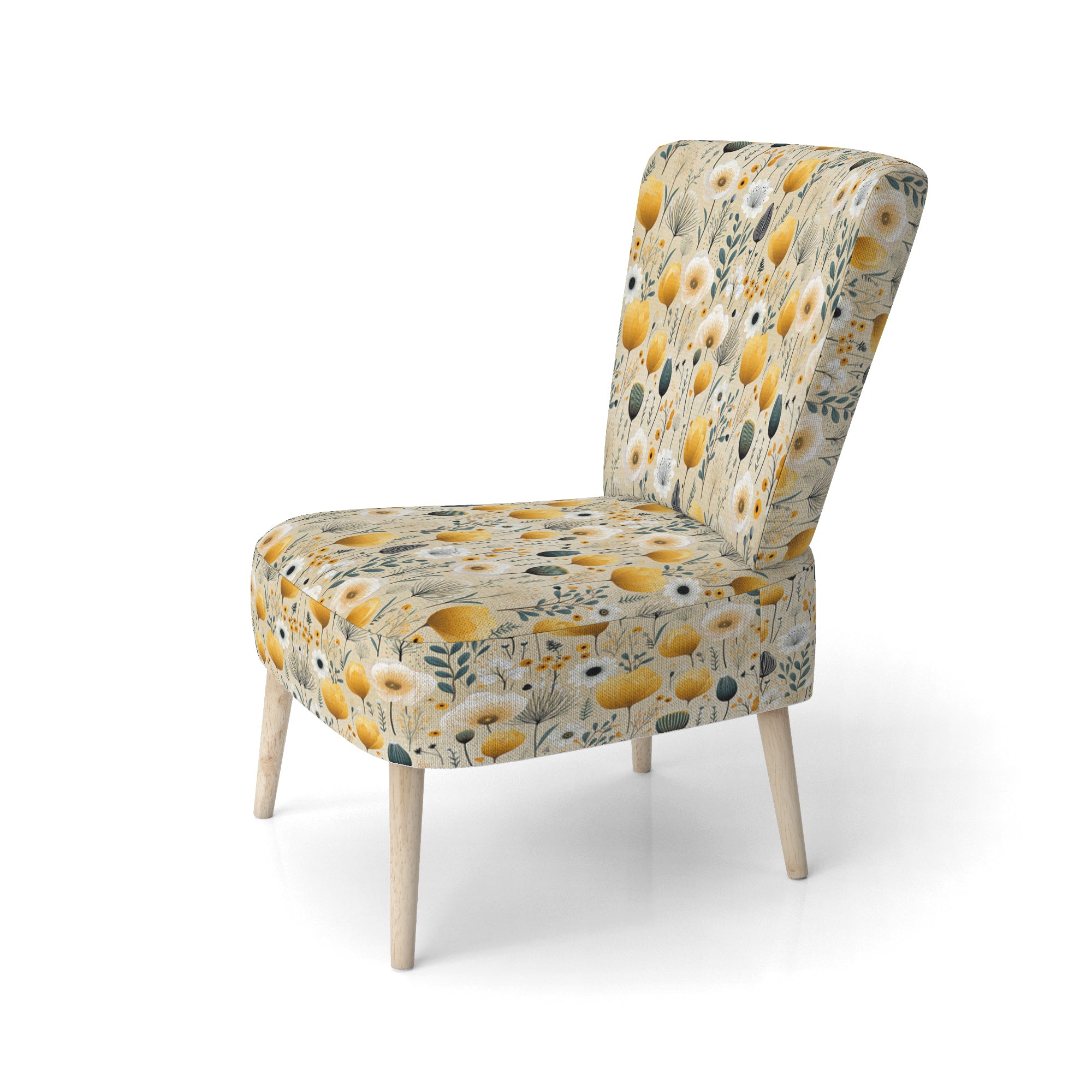 Cottage Yellow And Beige Garden Grace - Cottage Accent Side Chair