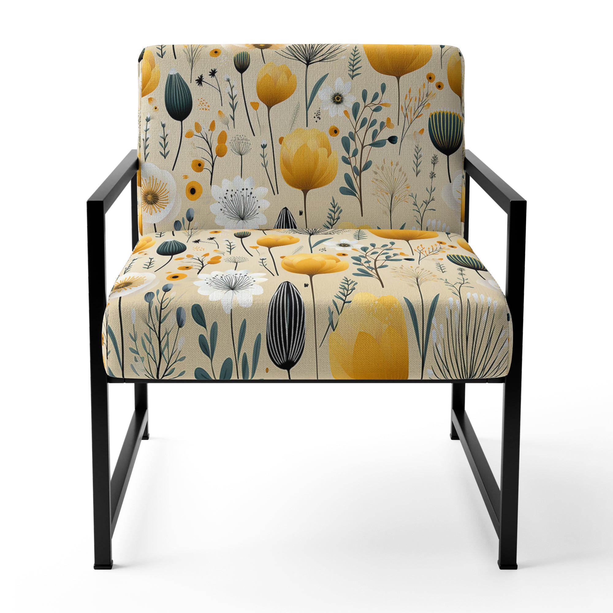 Cottage Yellow And Beige Garden Grace - Cottage Accent Side Chair