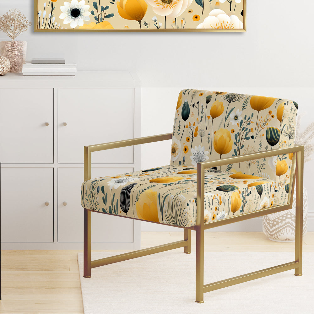 Cottage Yellow And Beige Garden Grace - Cottage Accent Side Chair