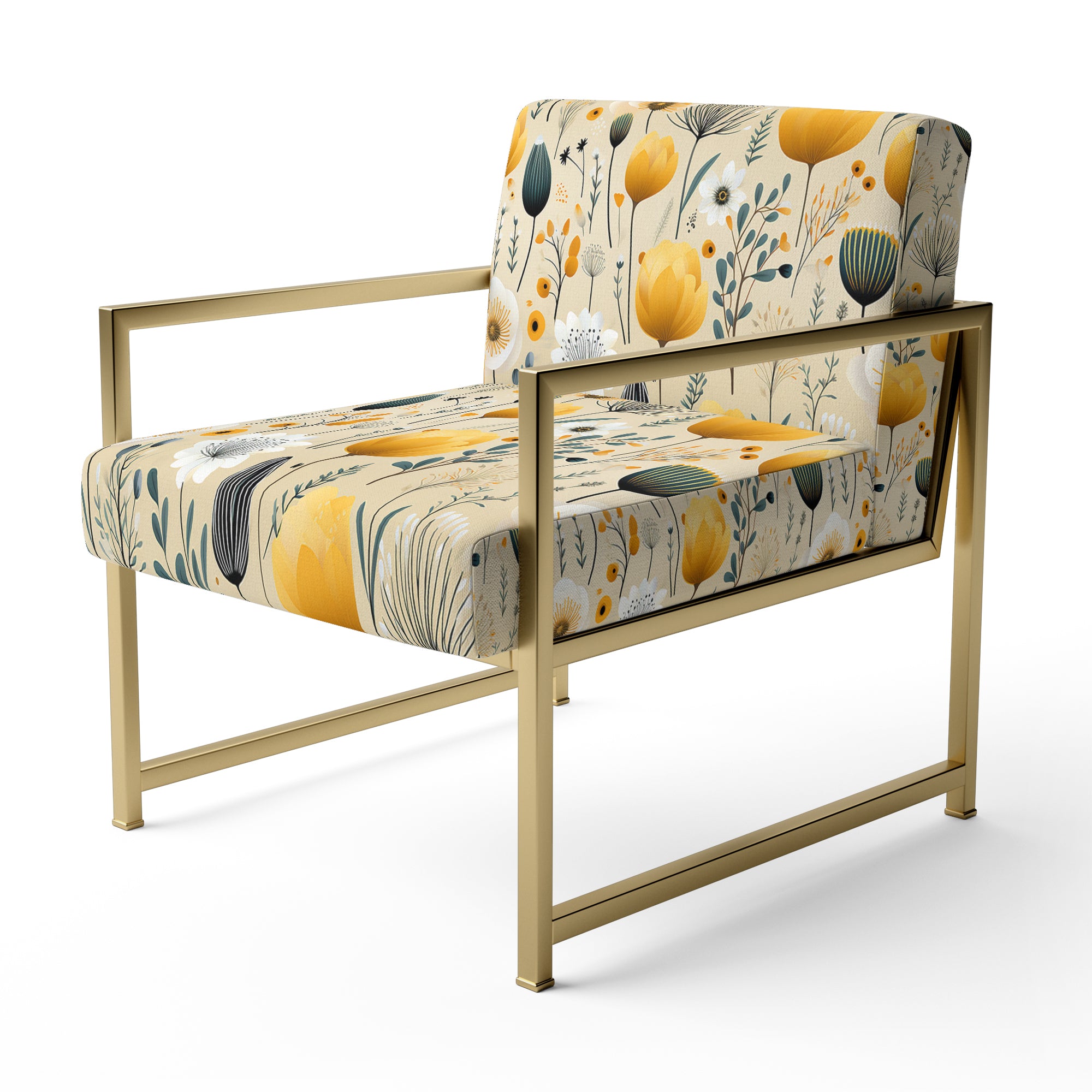 Cottage Yellow And Beige Garden Grace - Cottage Accent Side Chair