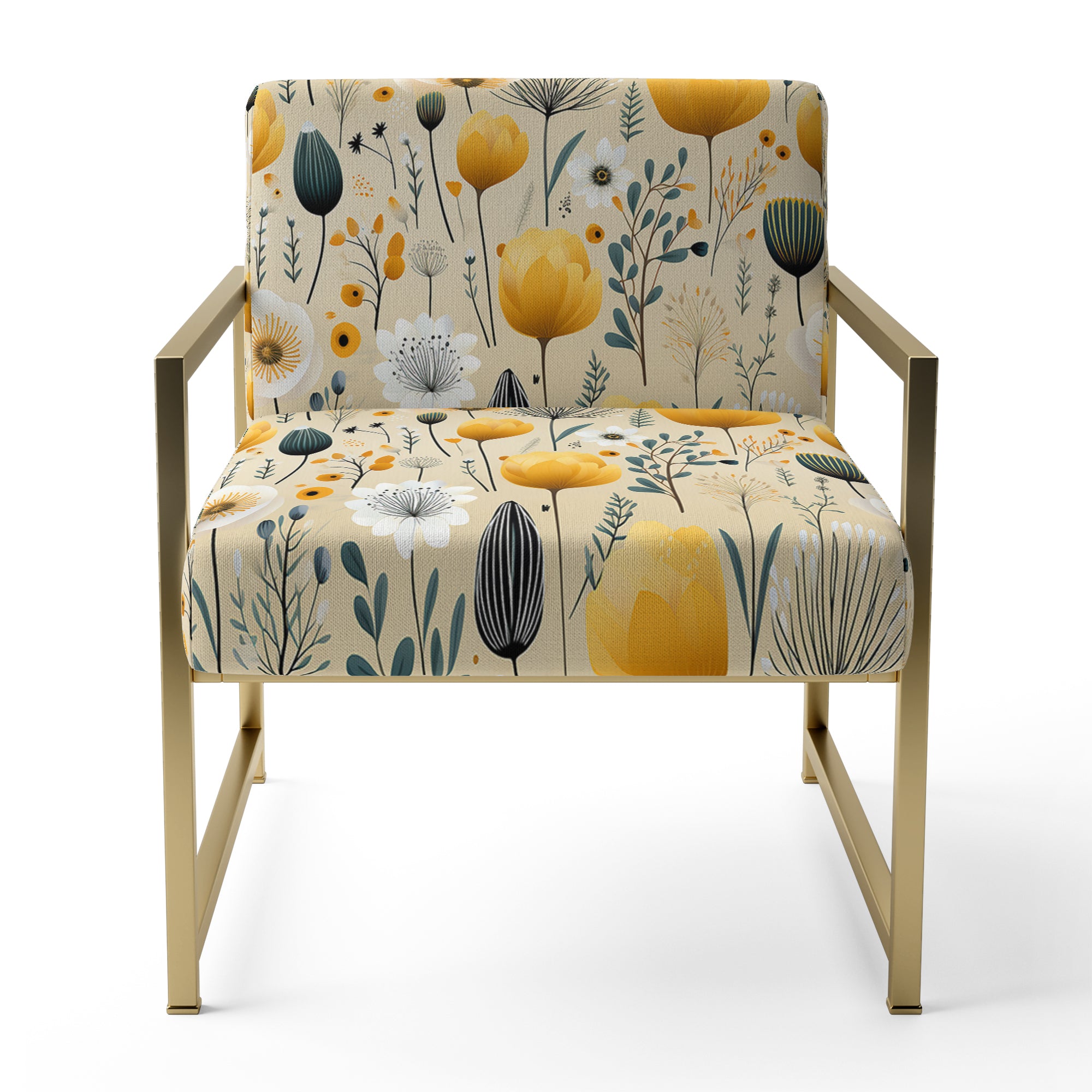 Cottage Yellow And Beige Garden Grace - Cottage Accent Side Chair