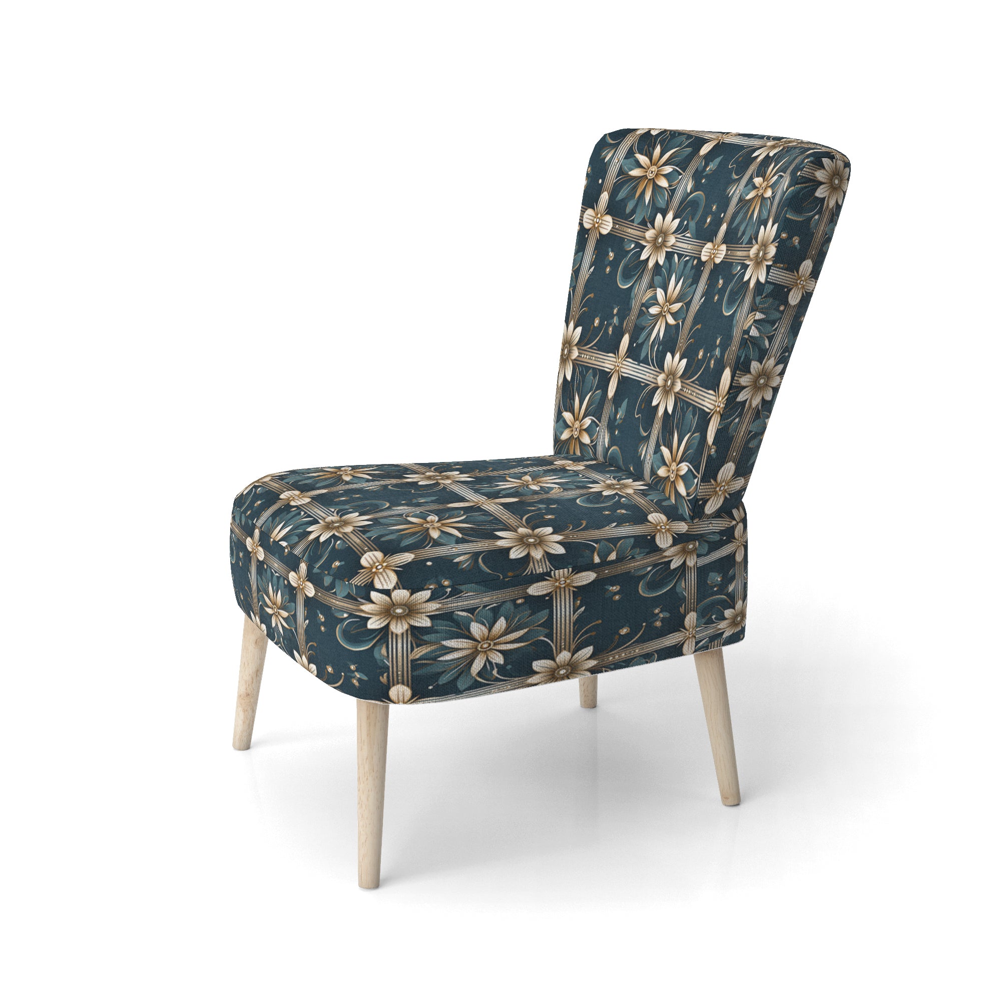 Gold Victorian Ornate Floral Elegance - Upholstered Modern Accent Chairs