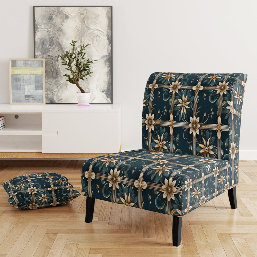 Gold Victorian Ornate Floral Elegance - Upholstered Modern Accent Chairs