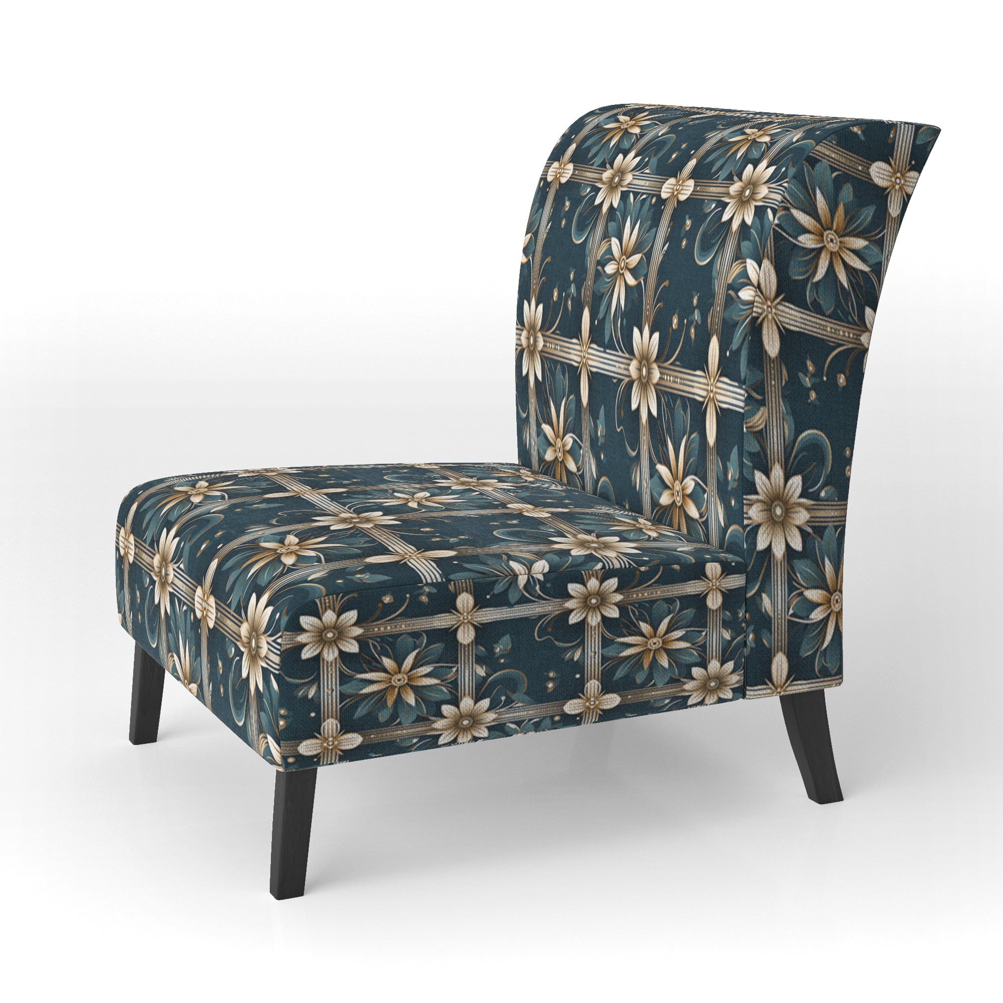 Gold Victorian Ornate Floral Elegance - Upholstered Modern Accent Chairs