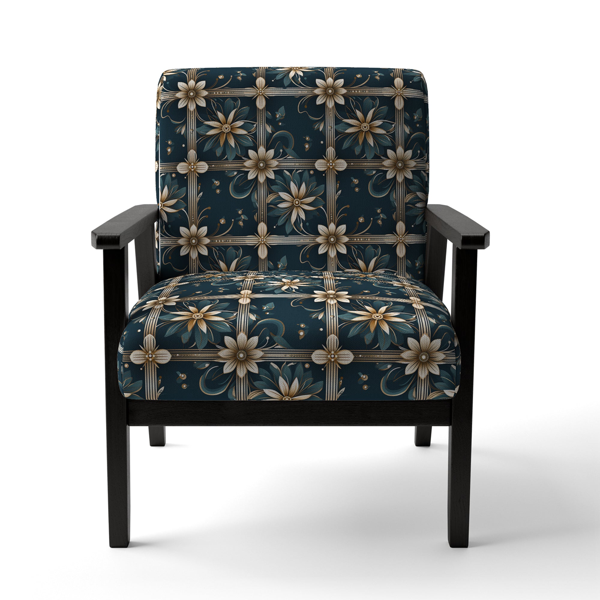 Gold Victorian Ornate Floral Elegance - Upholstered Modern Accent Chairs