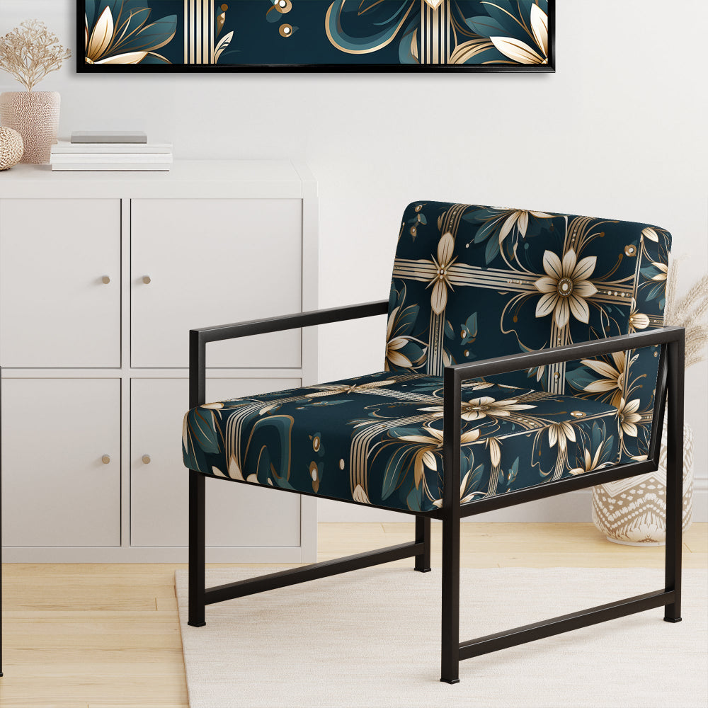 Gold Victorian Ornate Floral Elegance - Upholstered Modern Accent Chairs