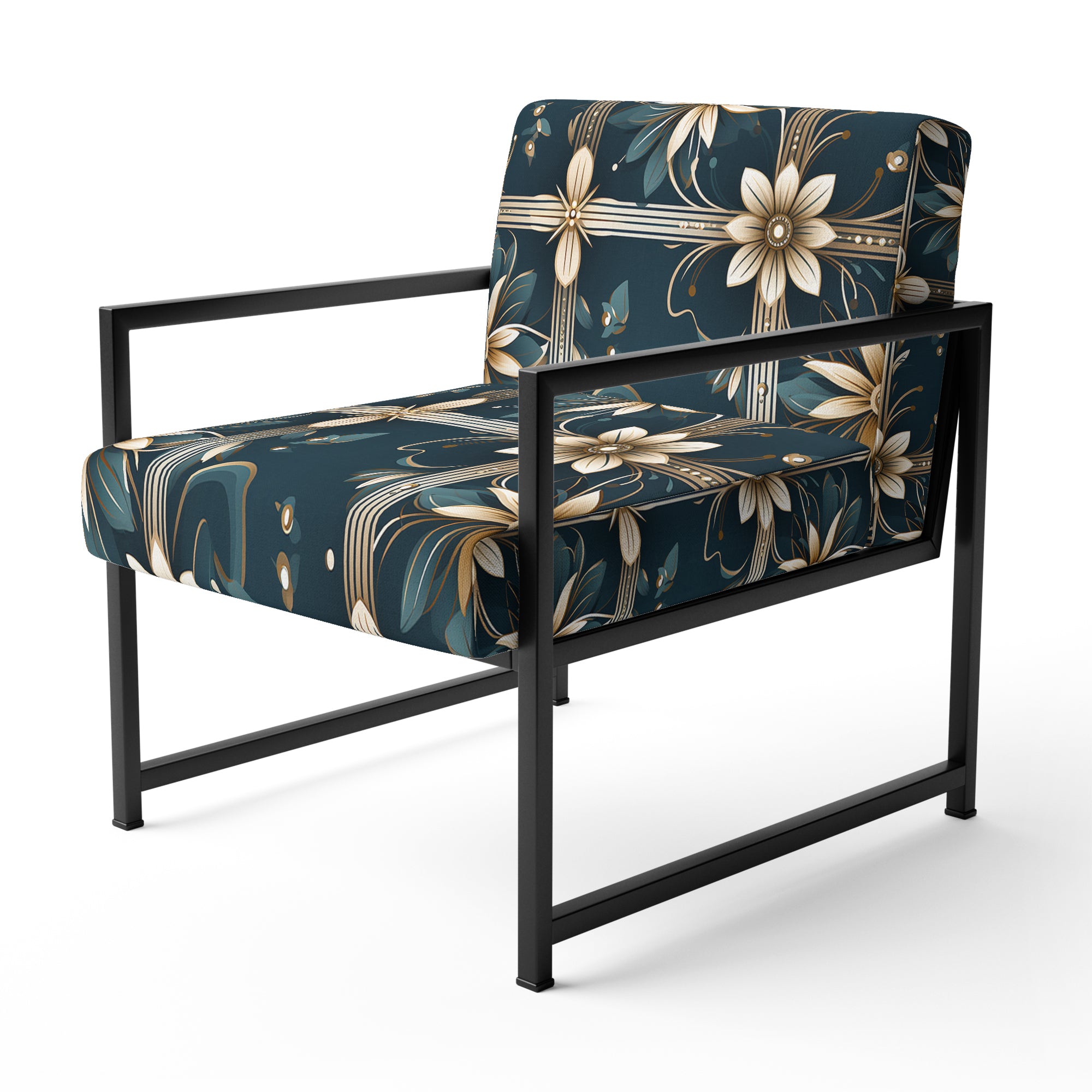 Gold Victorian Ornate Floral Elegance - Upholstered Modern Accent Chairs