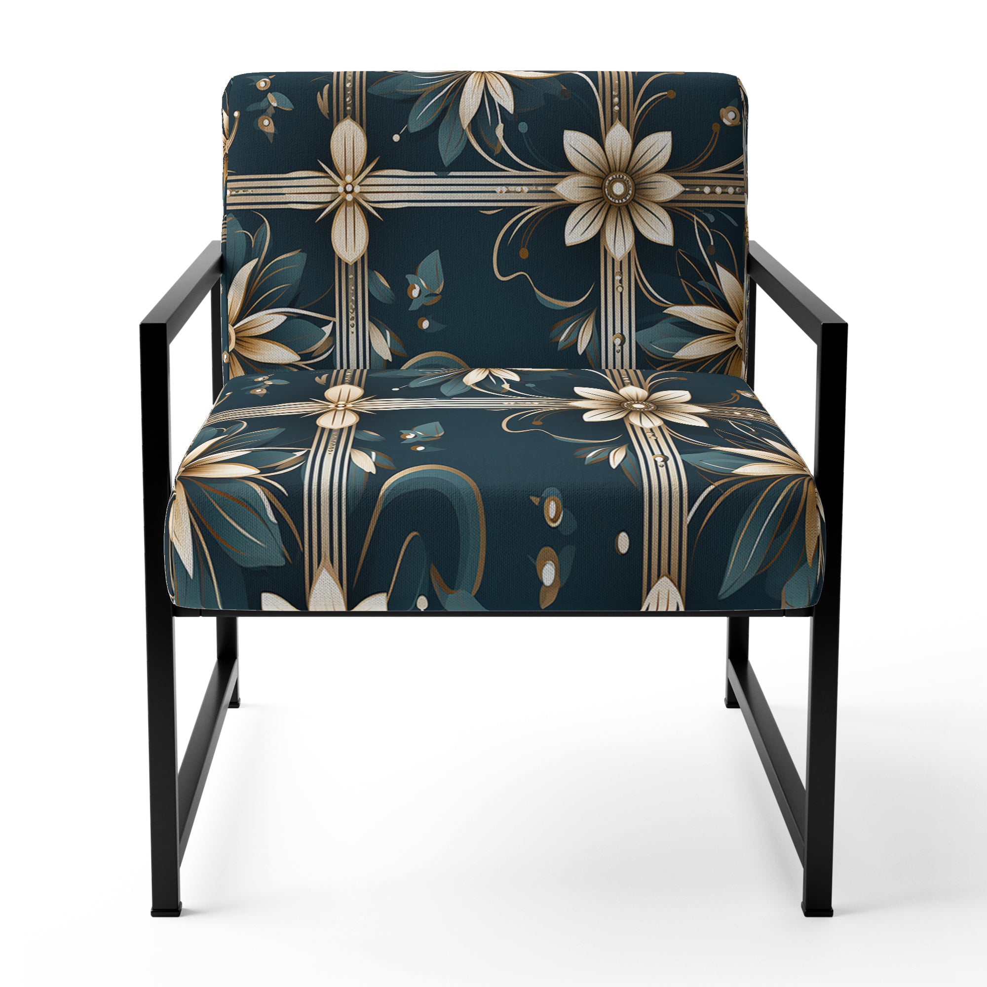 Gold Victorian Ornate Floral Elegance - Upholstered Modern Accent Chairs