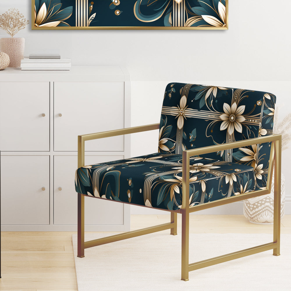 Gold Victorian Ornate Floral Elegance - Upholstered Modern Accent Chairs
