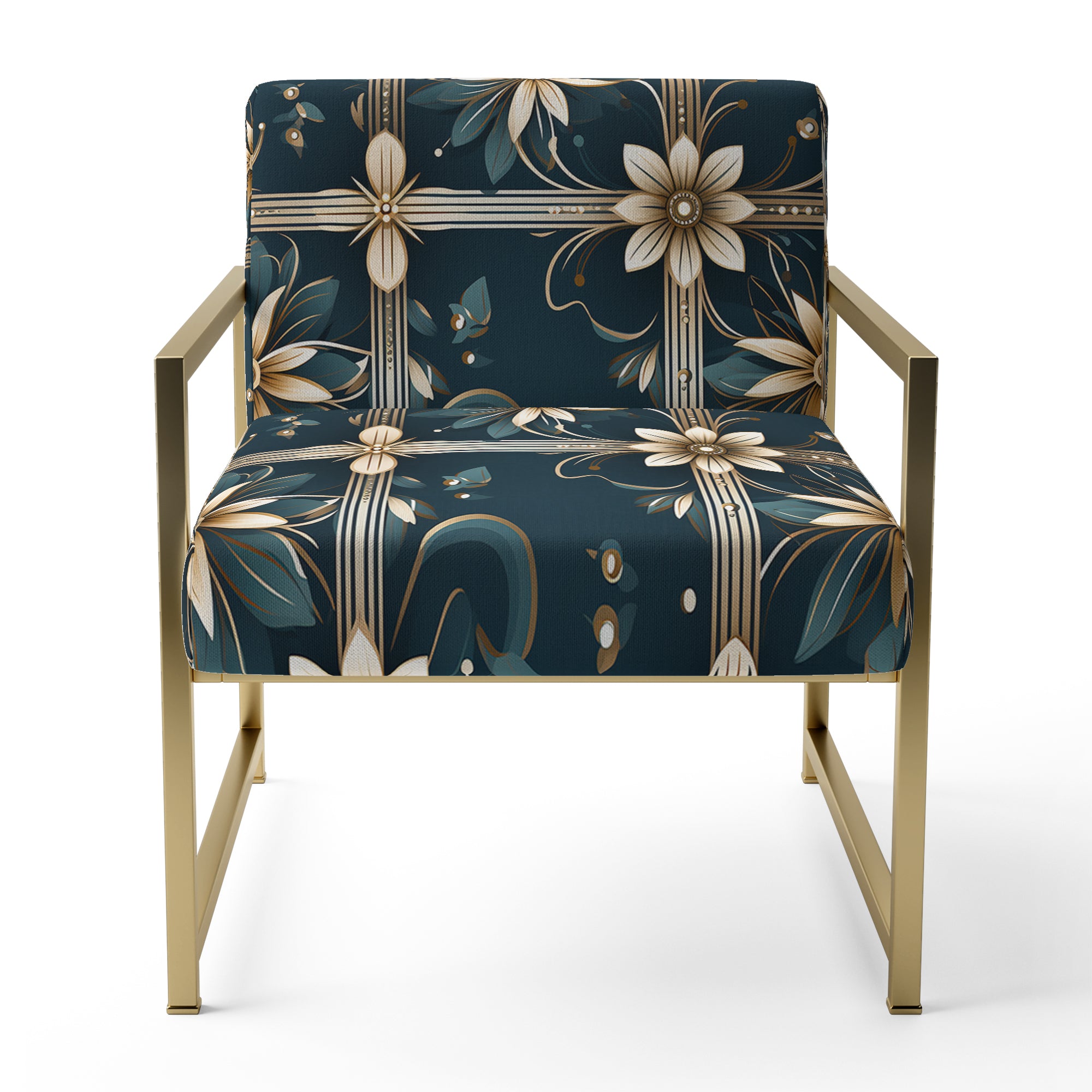 Gold Victorian Ornate Floral Elegance - Upholstered Modern Accent Chairs