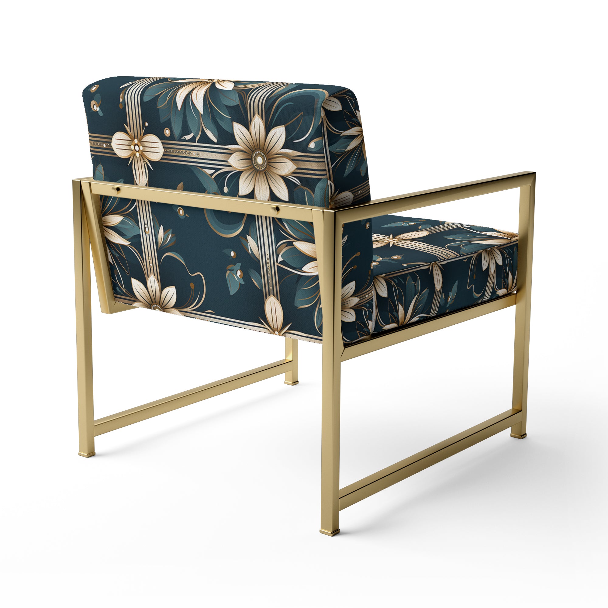 Gold Victorian Ornate Floral Elegance - Upholstered Modern Accent Chairs