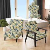 Yellow And Green Botanical Ikat Haven - Cottage Accent Slipper Chair