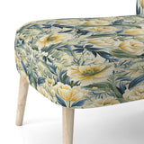 Yellow And Green Botanical Ikat Haven - Cottage Accent Slipper Chair