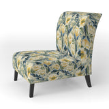 Yellow And Green Botanical Ikat Haven - Cottage Accent Slipper Chair