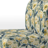 Yellow And Green Botanical Ikat Haven - Cottage Accent Slipper Chair