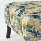 Yellow And Green Botanical Ikat Haven - Cottage Accent Slipper Chair