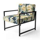 Yellow And Green Botanical Ikat Haven - Cottage Accent Slipper Chair