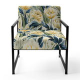 Yellow And Green Botanical Ikat Haven - Cottage Accent Slipper Chair