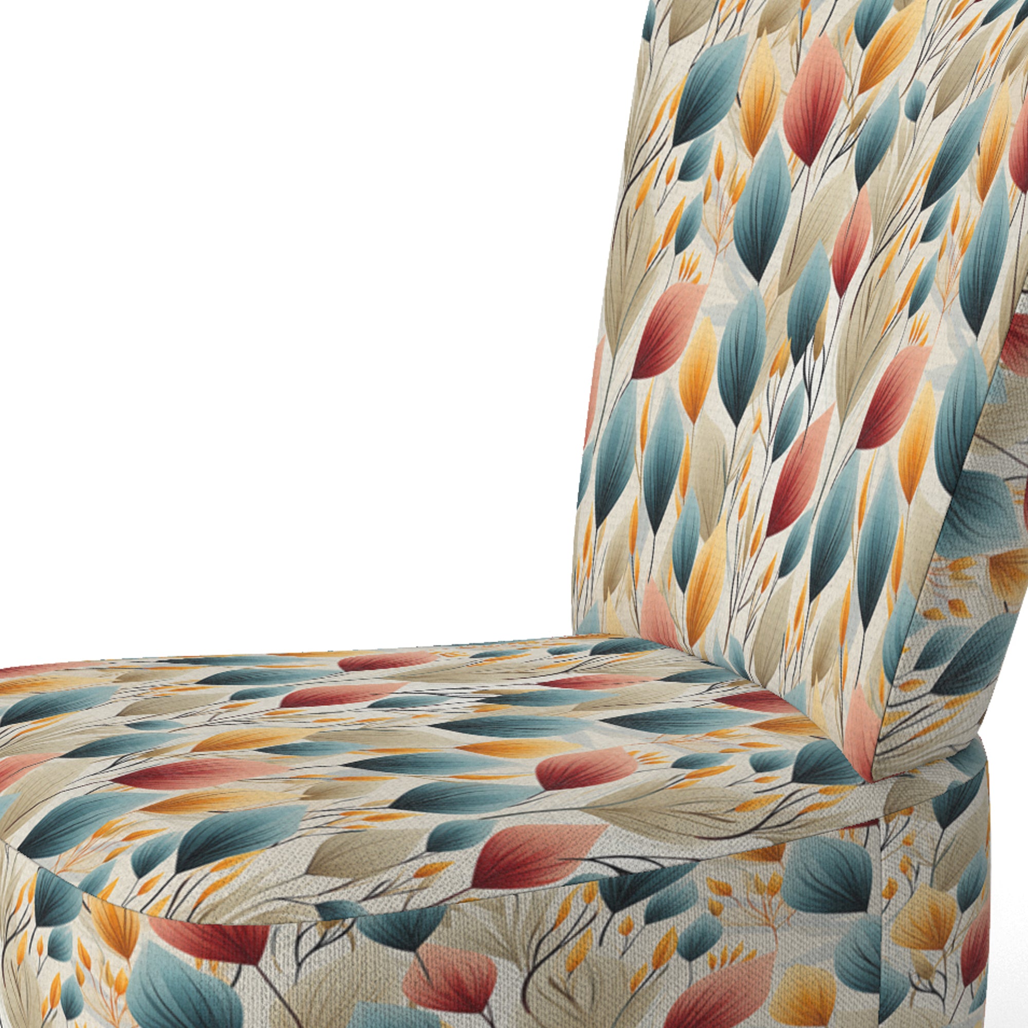 Teal And Beige Botanical Harmony - Bohemian Arm Chair