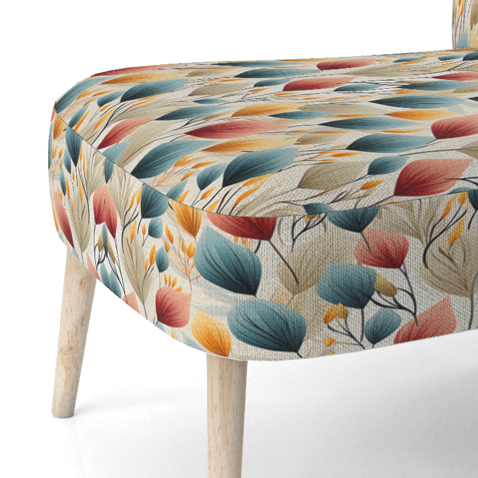 Teal And Beige Botanical Harmony - Bohemian Arm Chair