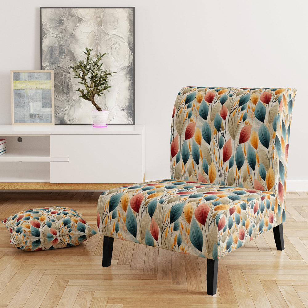 Teal And Beige Botanical Harmony - Bohemian Arm Chair