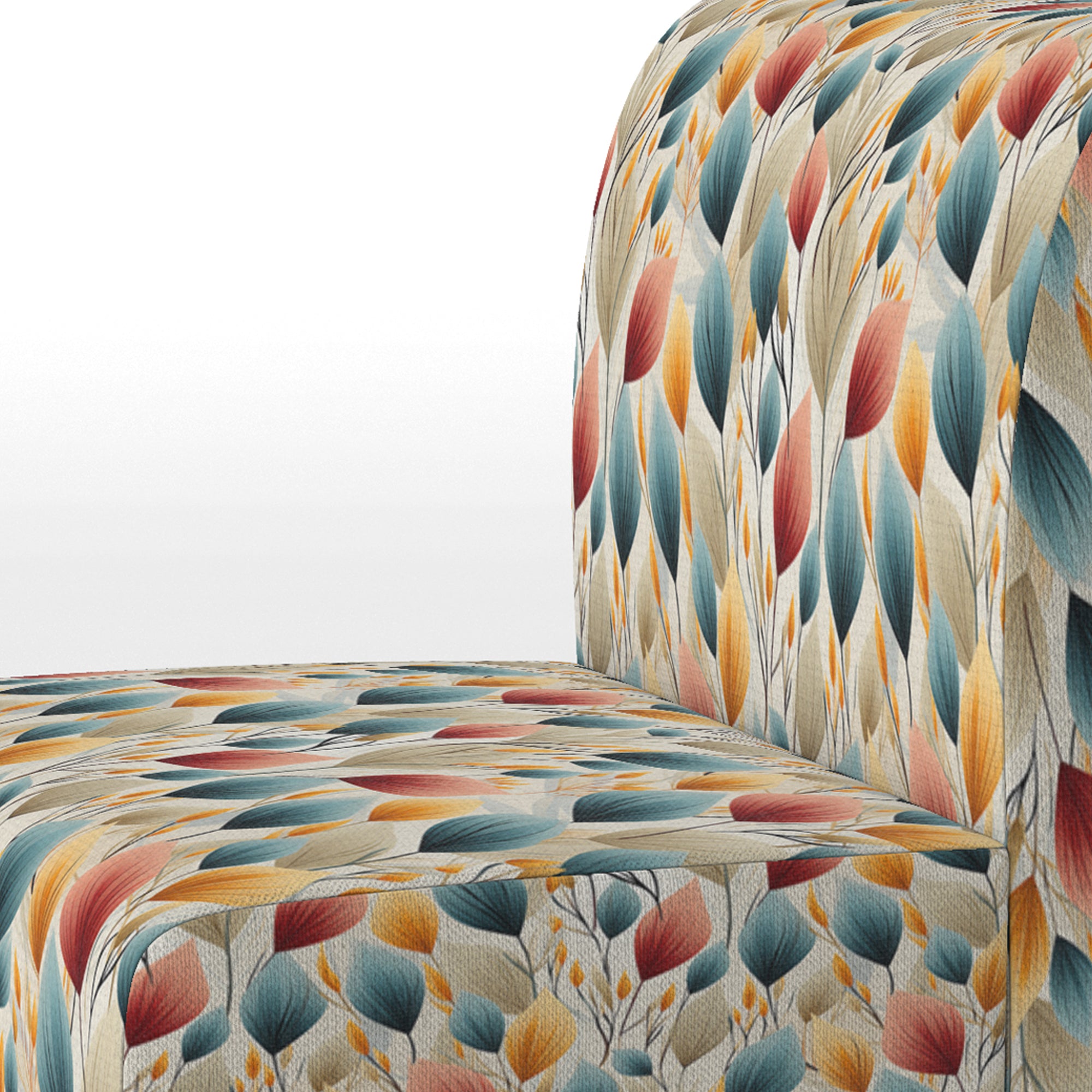 Teal And Beige Botanical Harmony - Bohemian Arm Chair