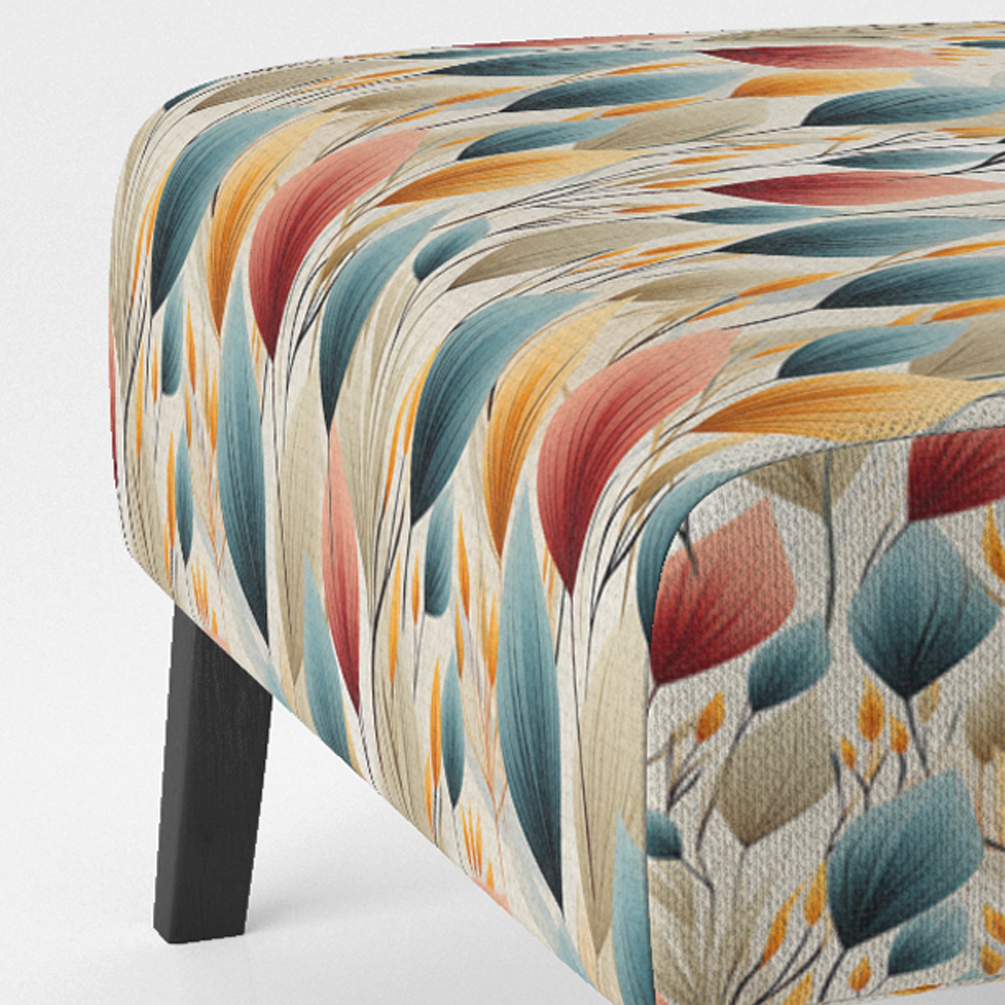 Teal And Beige Botanical Harmony - Bohemian Arm Chair