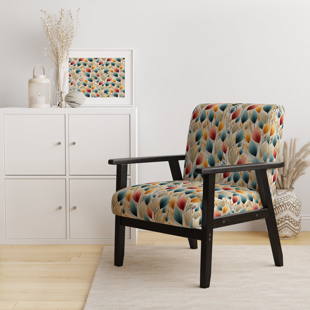 Teal And Beige Botanical Harmony - Bohemian Arm Chair