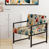 Teal And Beige Botanical Harmony - Bohemian Arm Chair