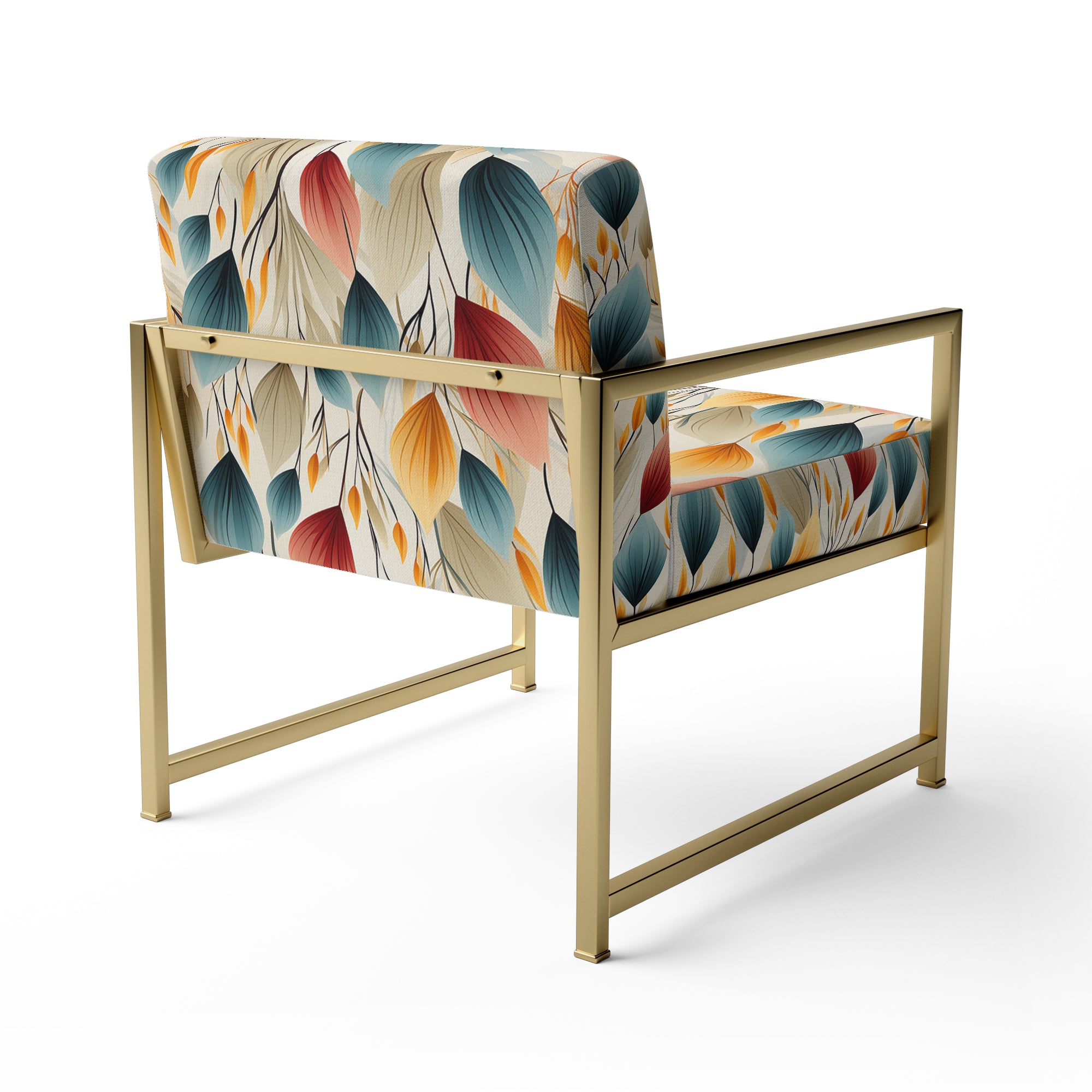 Teal And Beige Botanical Harmony - Bohemian Arm Chair