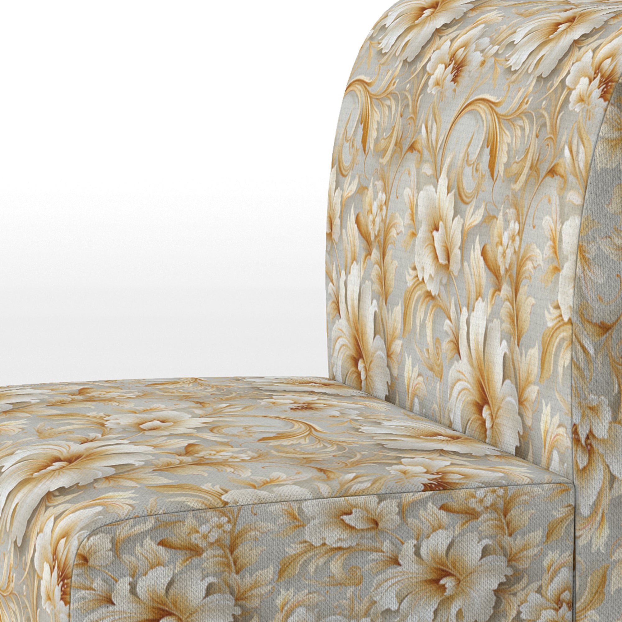 Royal Gold And White Floral Elegant Garden - Cottage Accent Slipper Chair