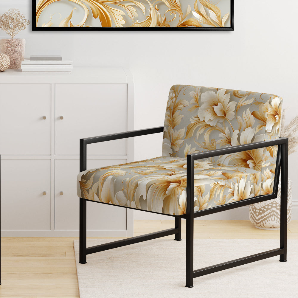 Royal Gold And White Floral Elegant Garden - Cottage Accent Slipper Chair