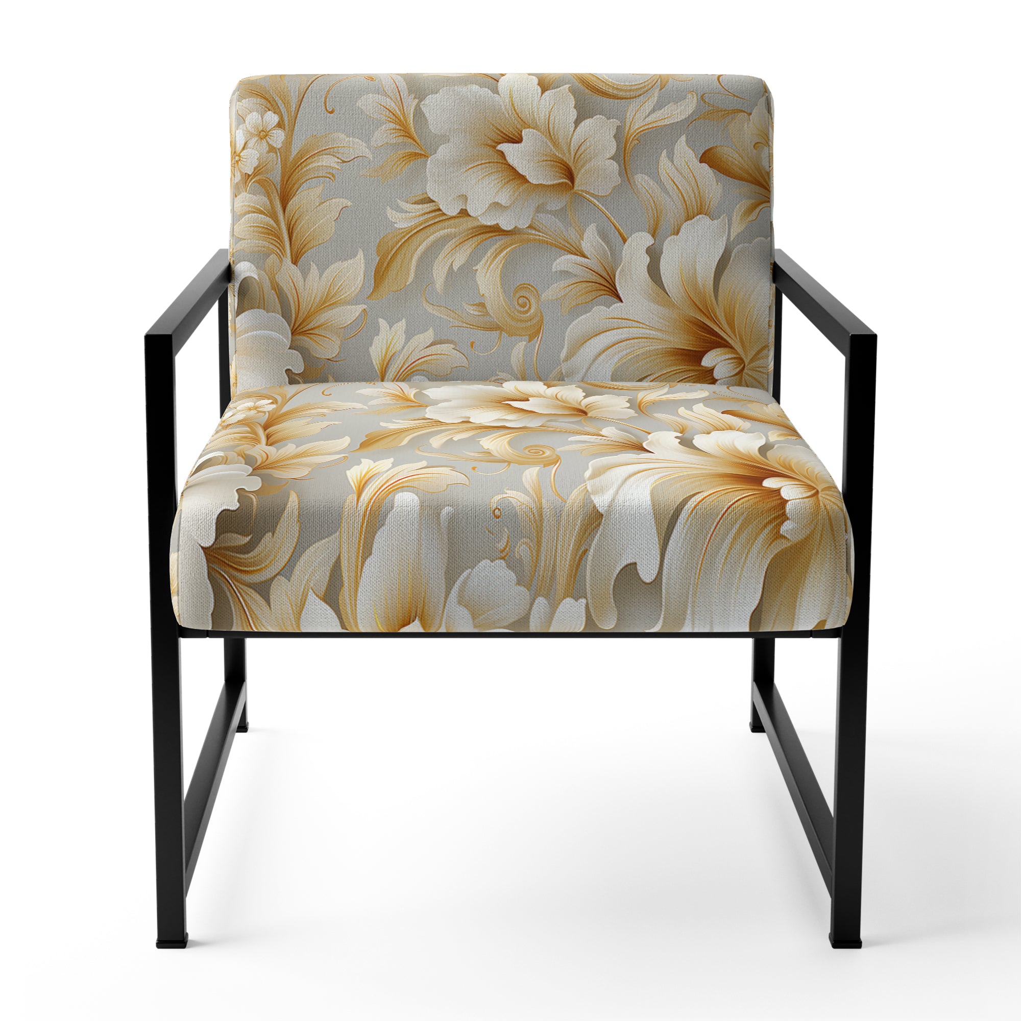 Royal Gold And White Floral Elegant Garden - Cottage Accent Slipper Chair