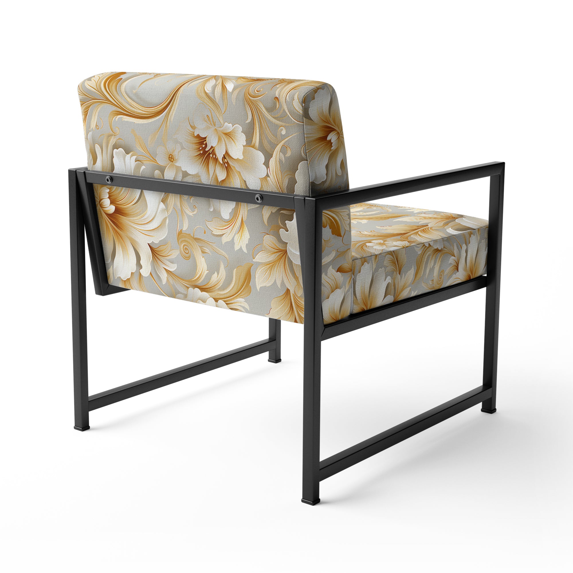 Royal Gold And White Floral Elegant Garden - Cottage Accent Slipper Chair